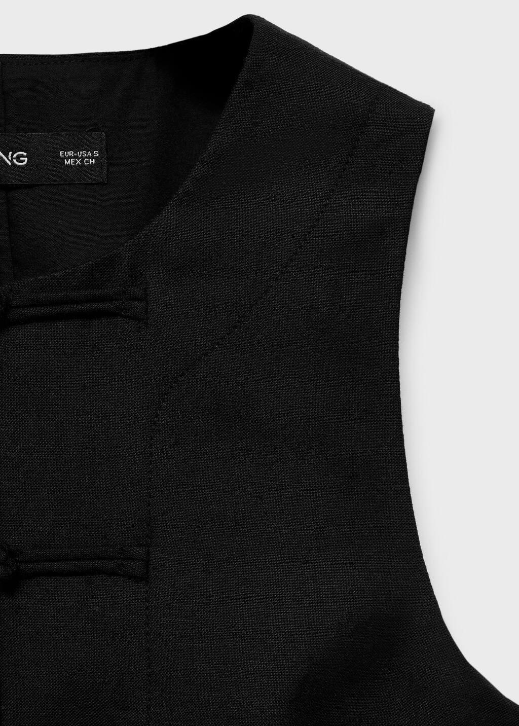 Black Linen-Blend Suit Waistcoat, , large image number 5