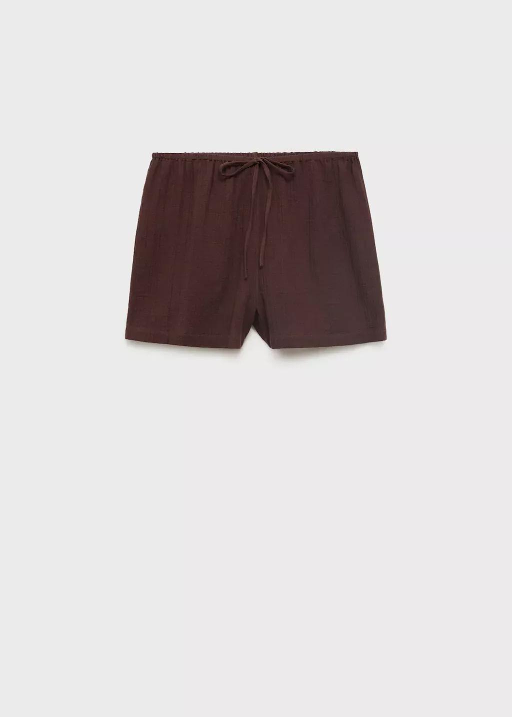 Brown Cotton Shorts With Drawstring, , large image number 3