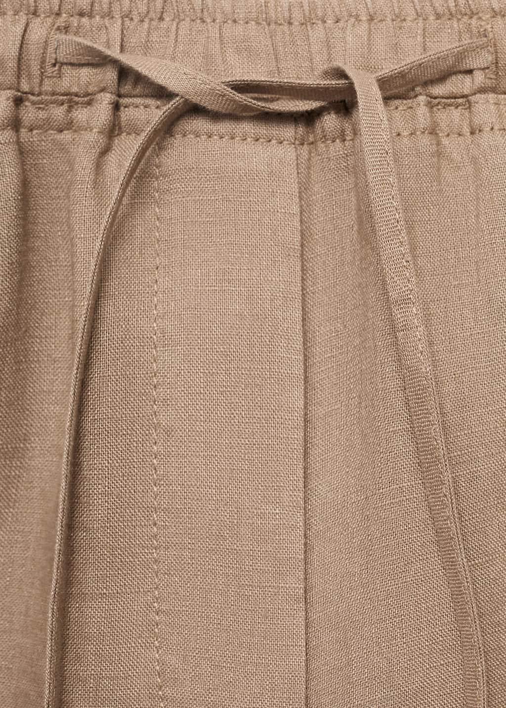 MEDIUM BROWN Linen trousers with drawstring, , large image number 2