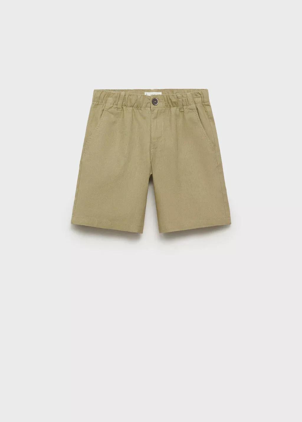 Khaki Linen-Blend Bermuda Shorts, , large image number 0