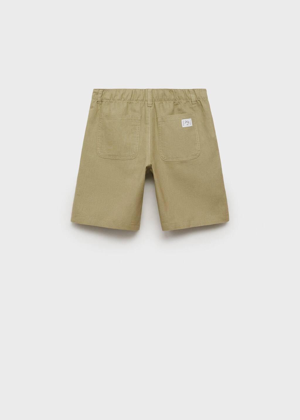 Khaki Linen-Blend Bermuda Shorts, , large image number 1
