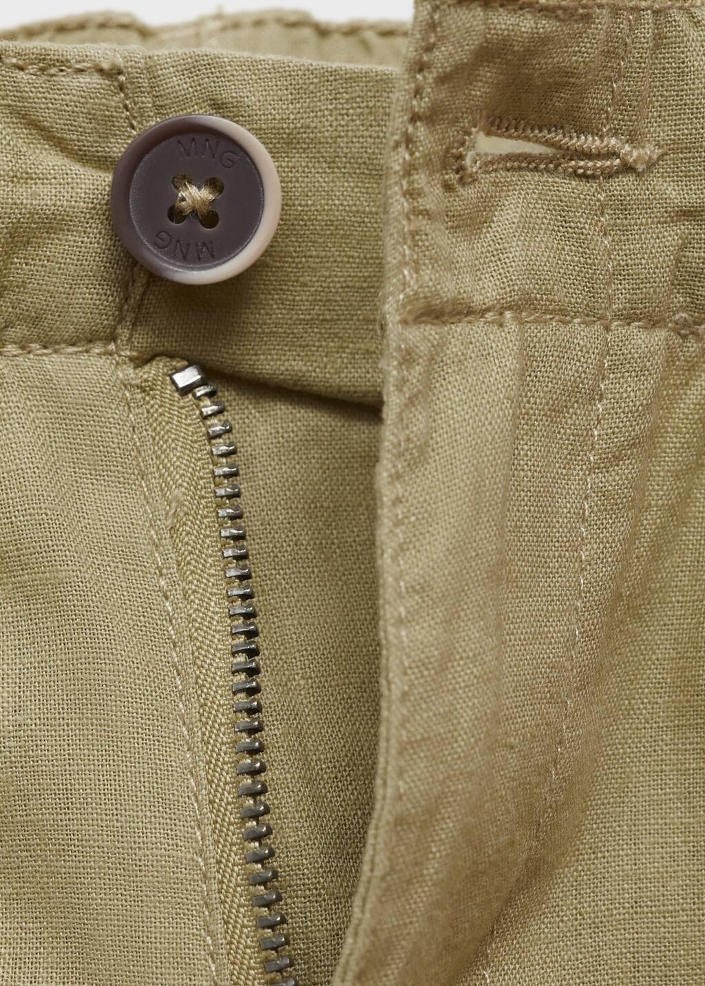 Khaki Linen-Blend Bermuda Shorts, , large image number 2