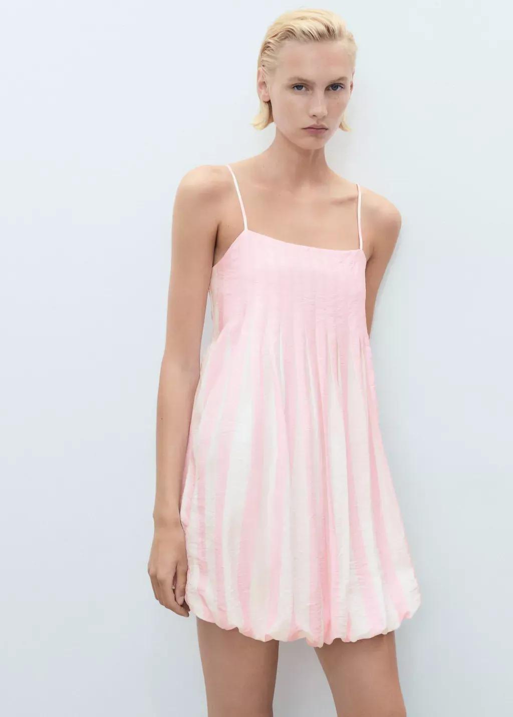 LT-PASTEL PINK Striped balloon dress, Light-Pastel Pink, medium