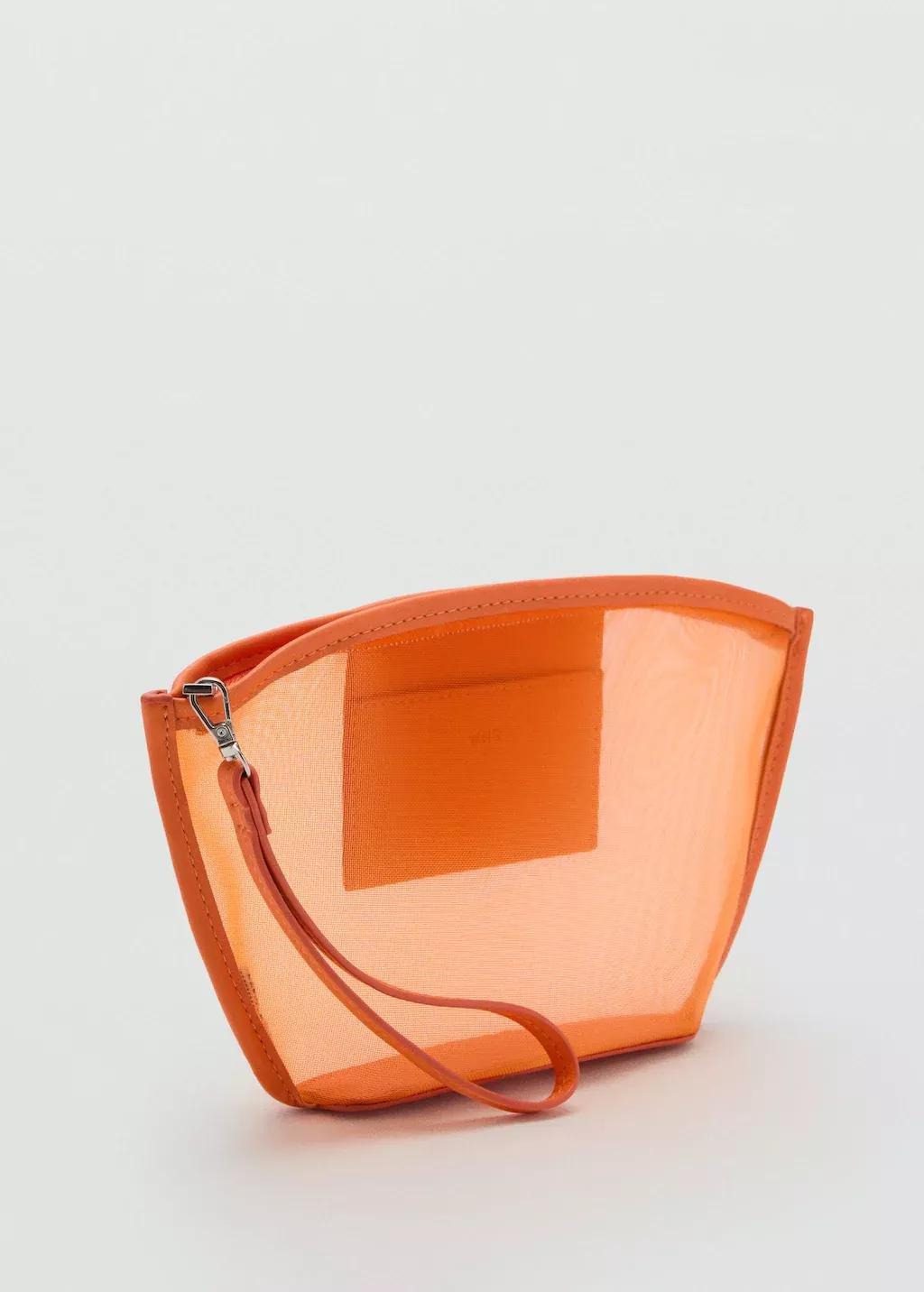 ORANGE Mesh toiletry bag, Orange, medium