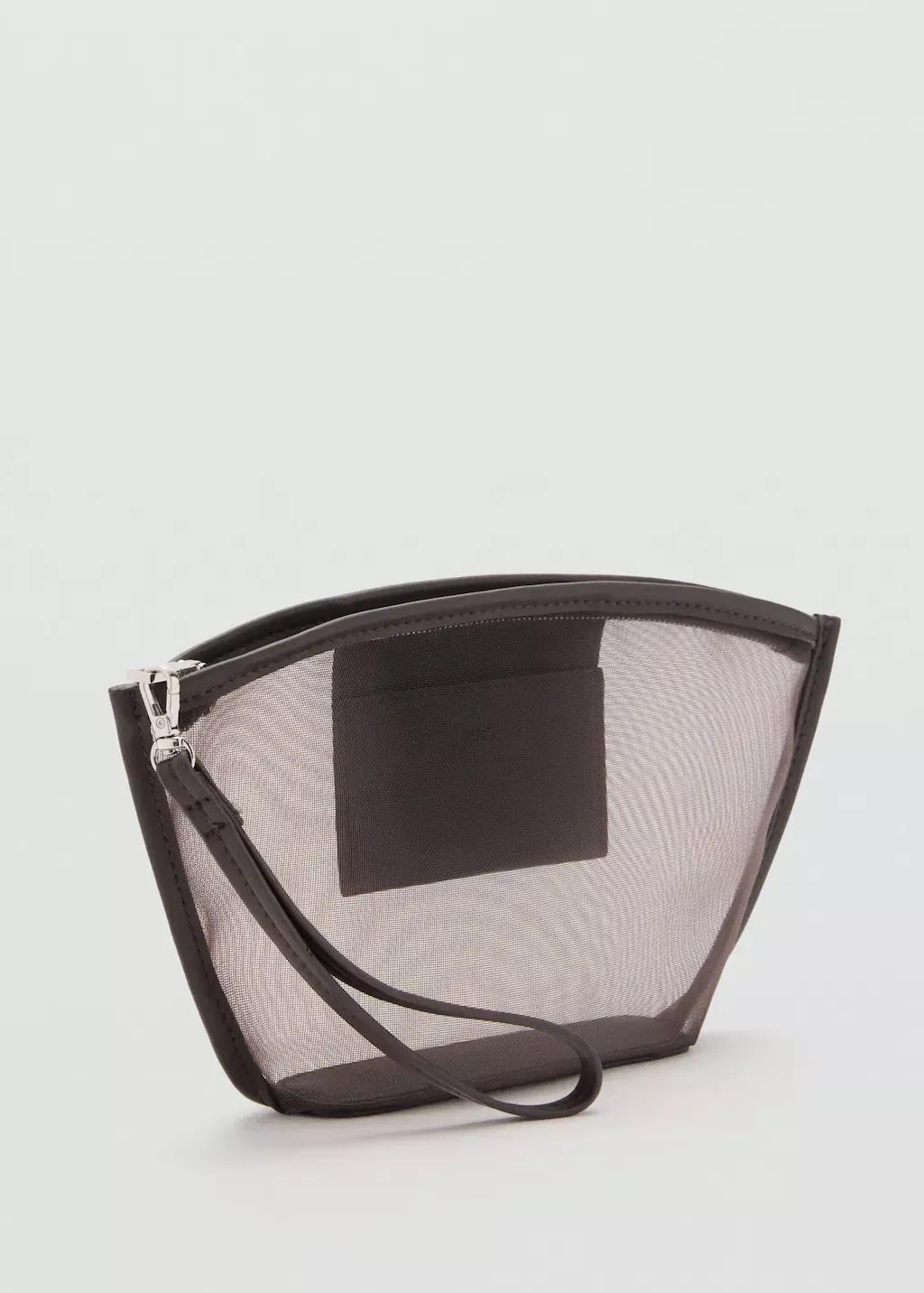 DARK BROWN Mesh toiletry bag, Dark Brown, large image number 0