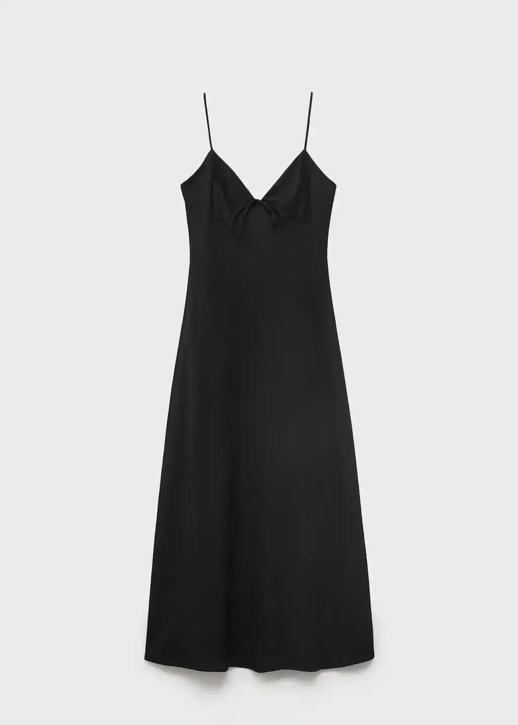 Black Long Dress With Bow Neckline, , large image number 3