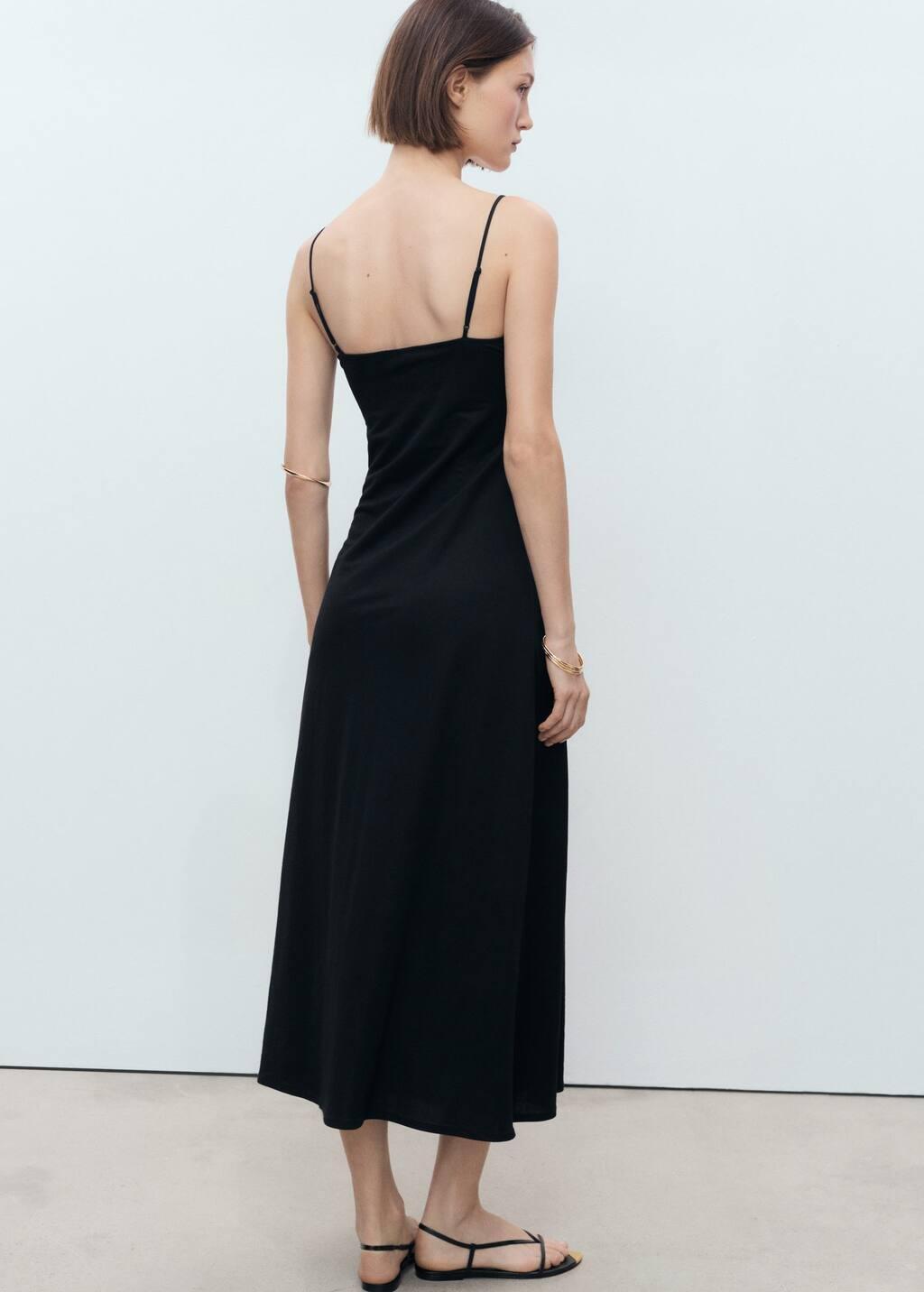 Black Long Dress With Bow Neckline, , large image number 5