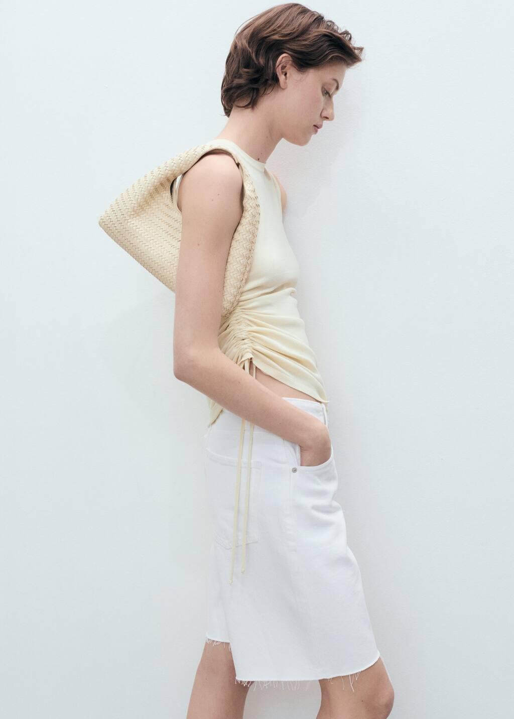 White Frayed Hem Denim Shorts, , large image number 1