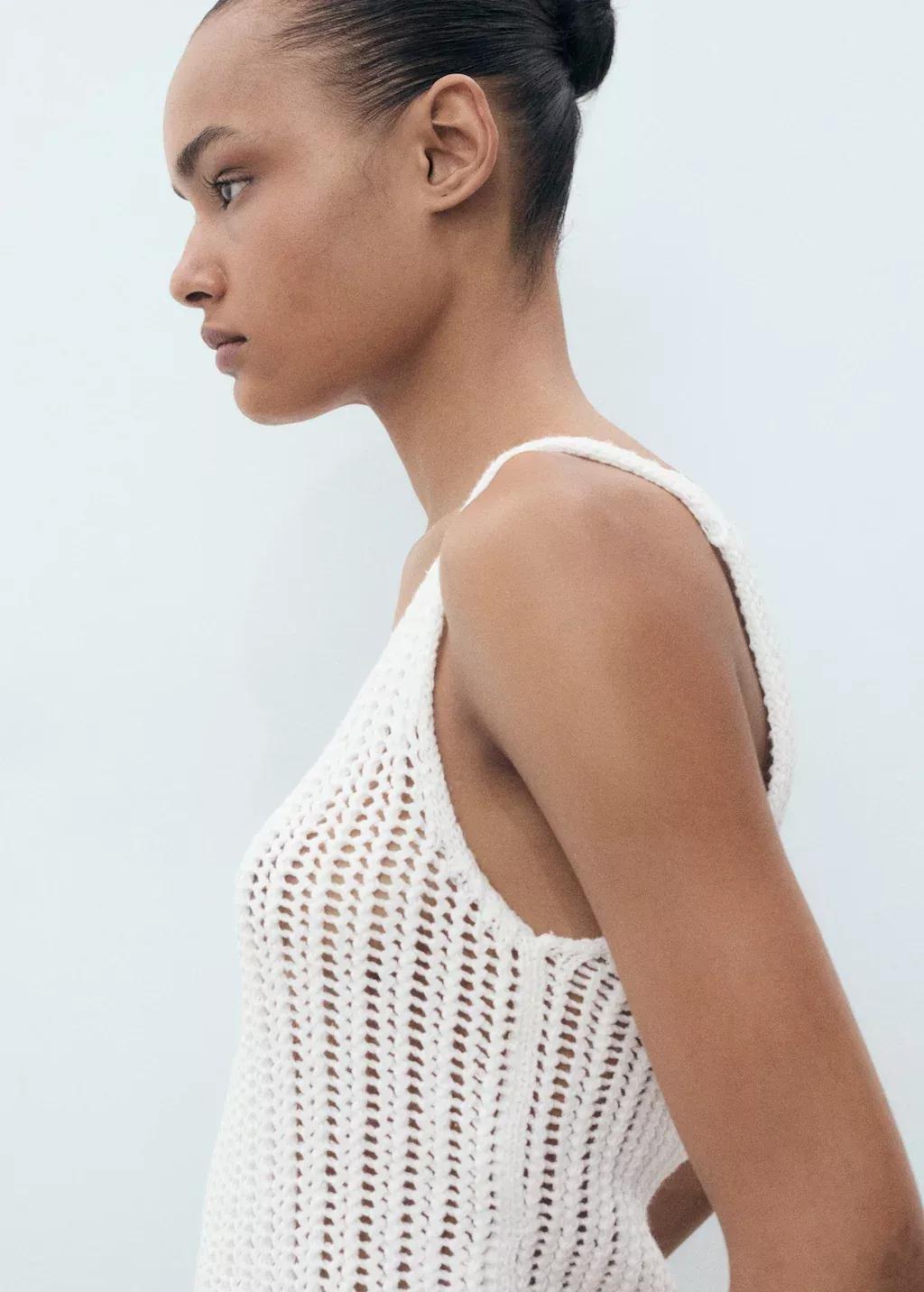 White Crochet Top With Straps, , large image number 1