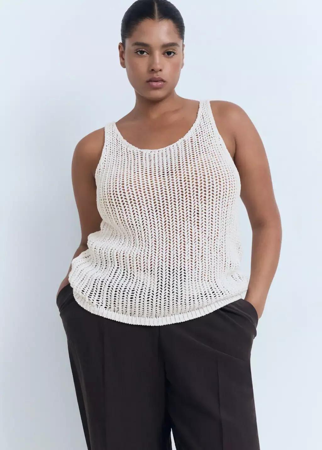 White Crochet Top With Straps, , large image number 7