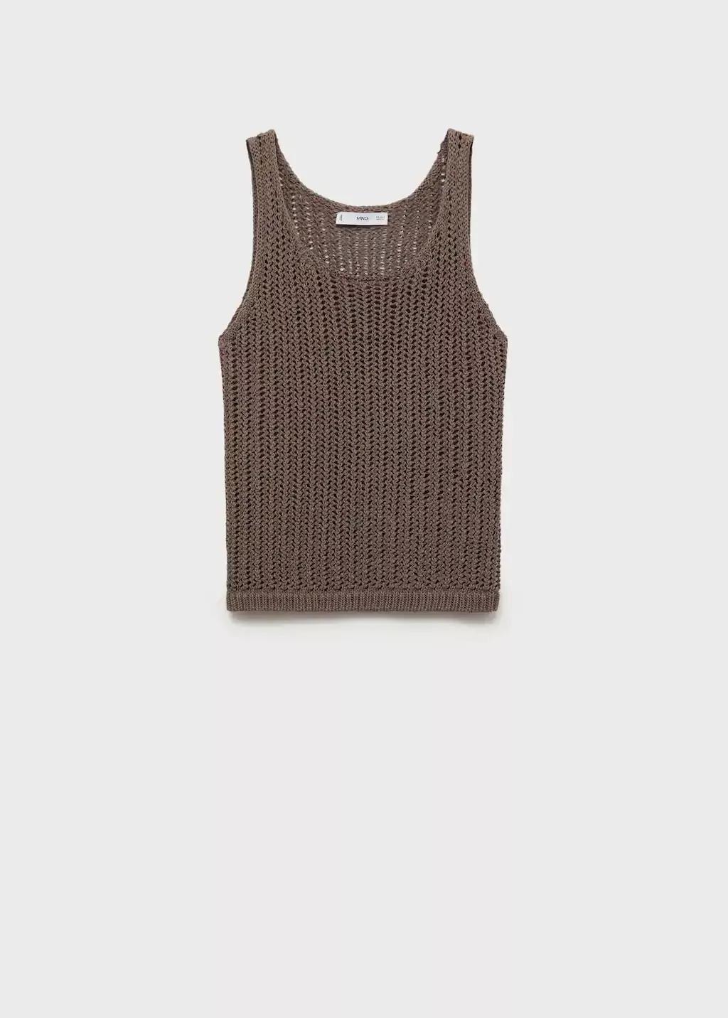 MEDIUM BROWN Crochet top with straps, Medium Brown, large image number 3