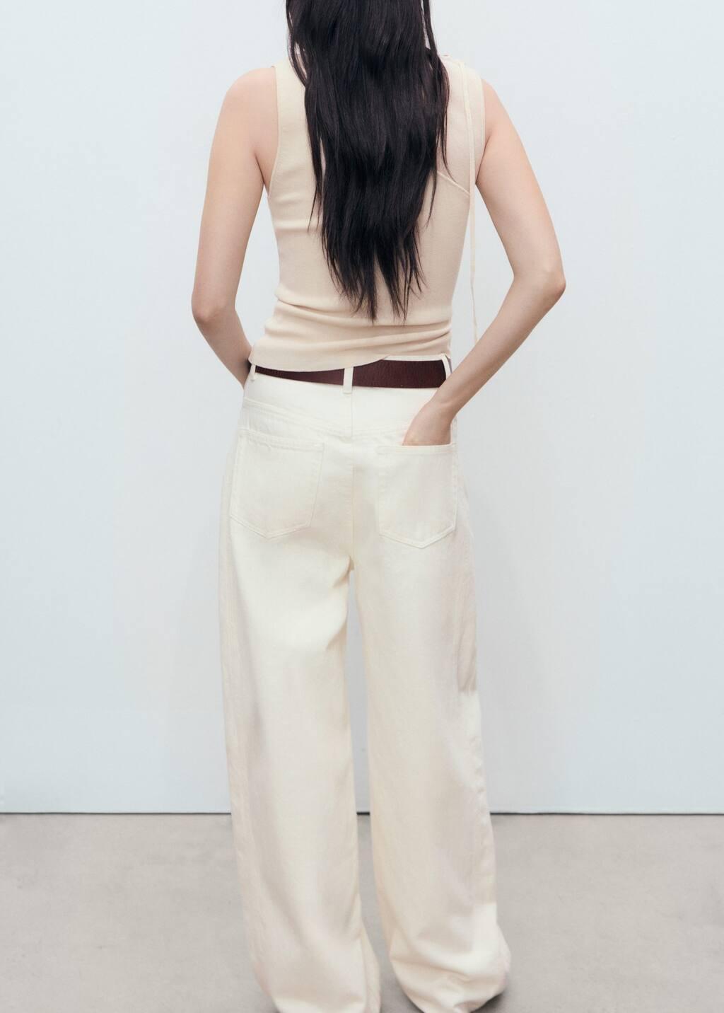 Cream Knitted Top With Cut-Out, Light Beige, large image number 5