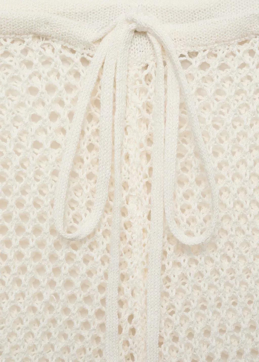 White Crochet Flared Trousers, , large image number 1