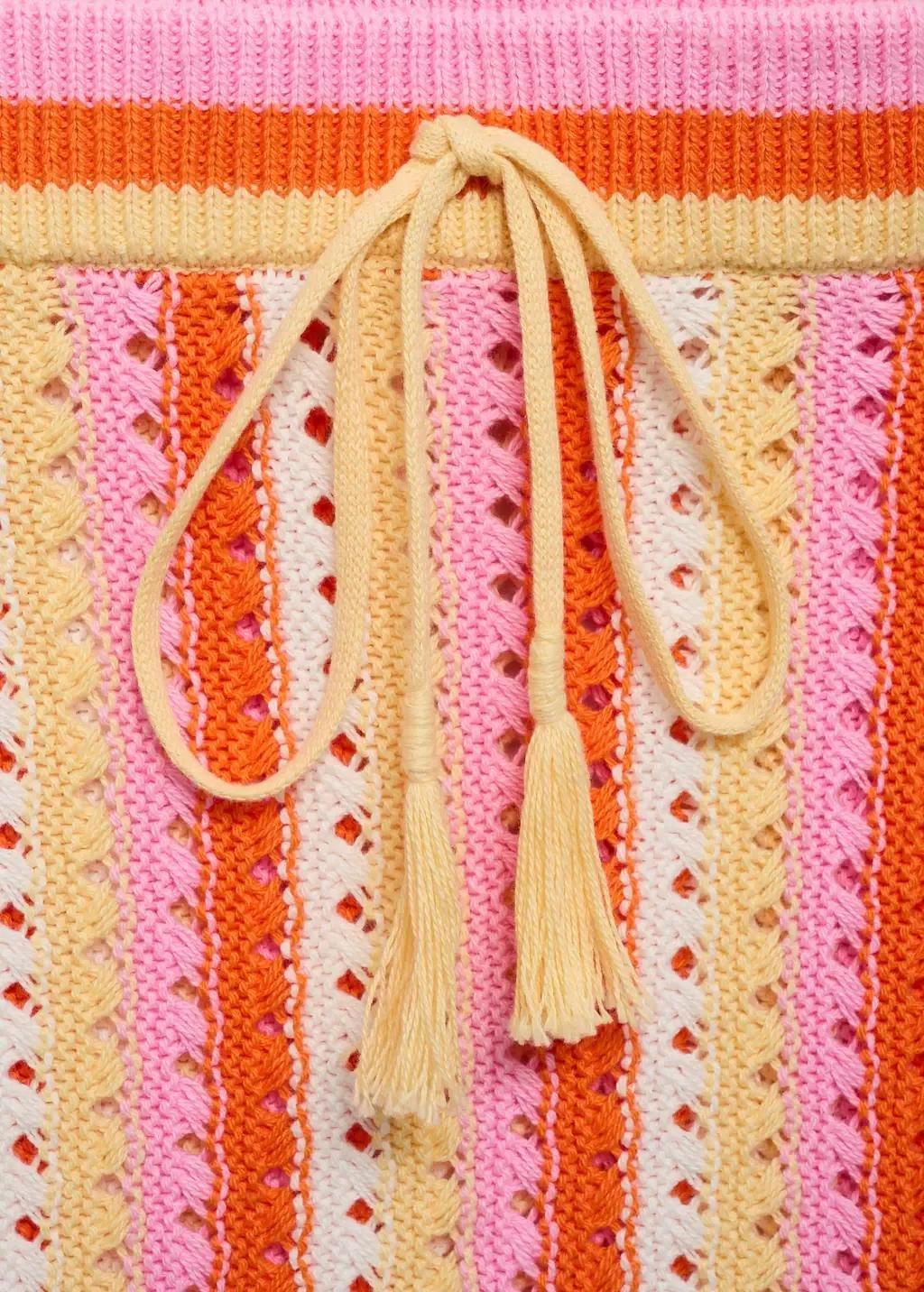 Pink Two-Tone Striped Crochet Skirt, , large image number 4