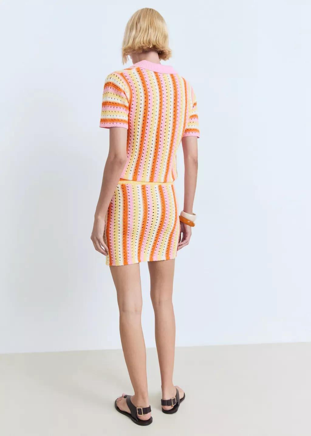 Pink Two-Tone Striped Crochet Skirt, , large image number 5