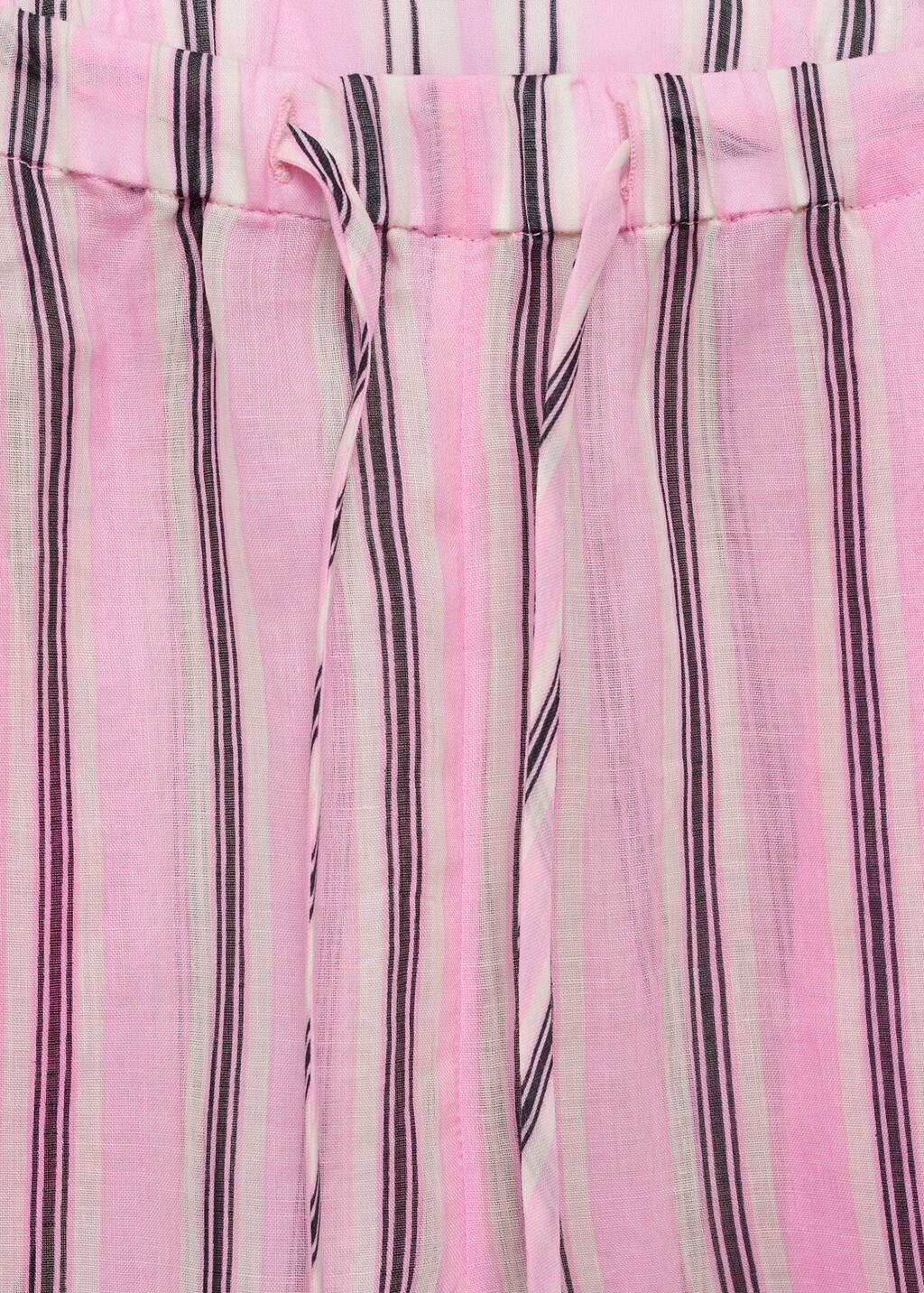 LT-PASTEL PINK Striped ramie trousers, , large image number 1