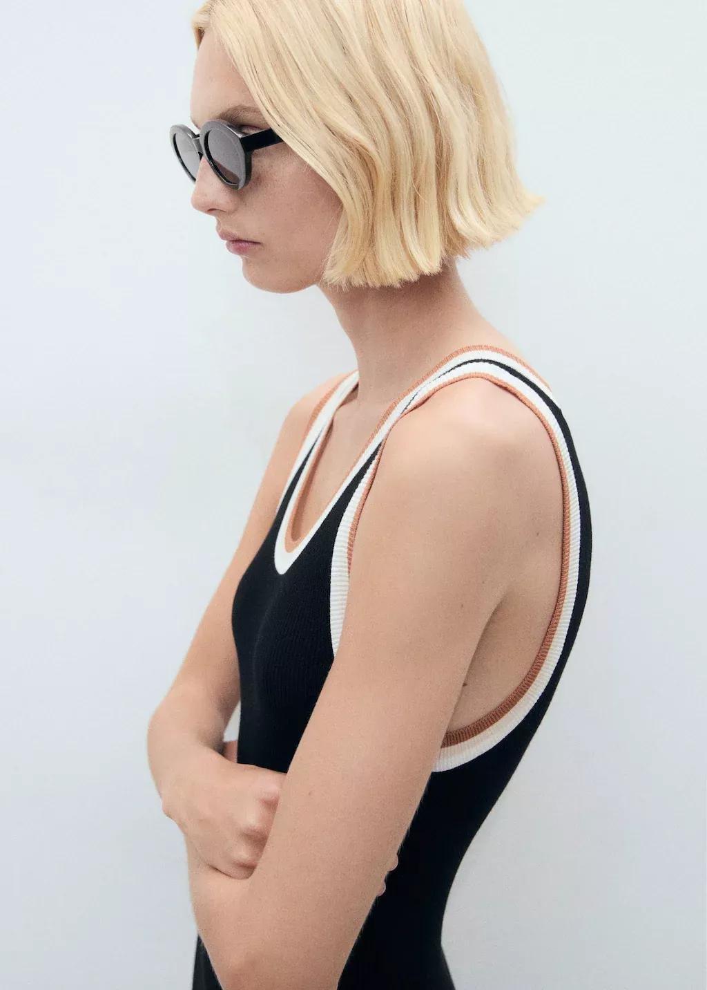 BLACK Knitted dress with contrasting details, Black, medium