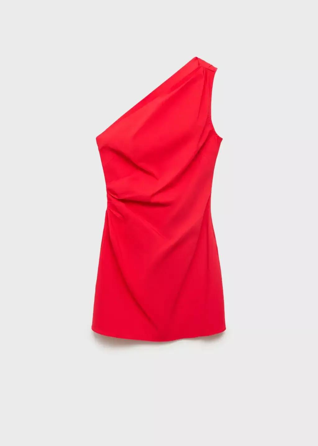RED Asymmetrical pleated dress, Red, large image number 3