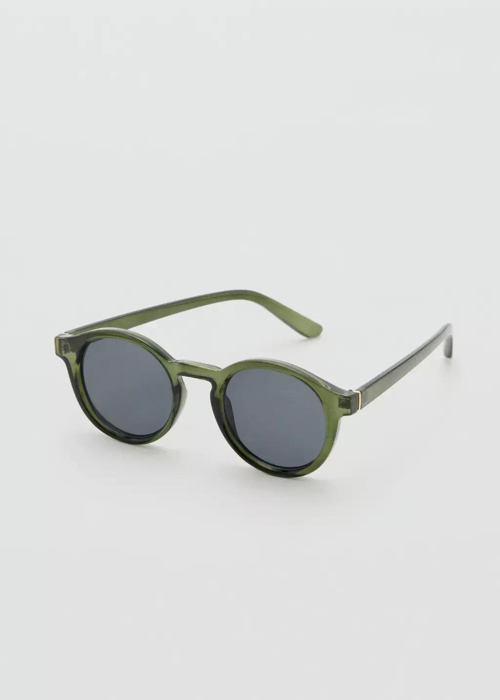 Khaki Semi-Transparent Frame Sunglasses, Beige - Khaki, large image number 0