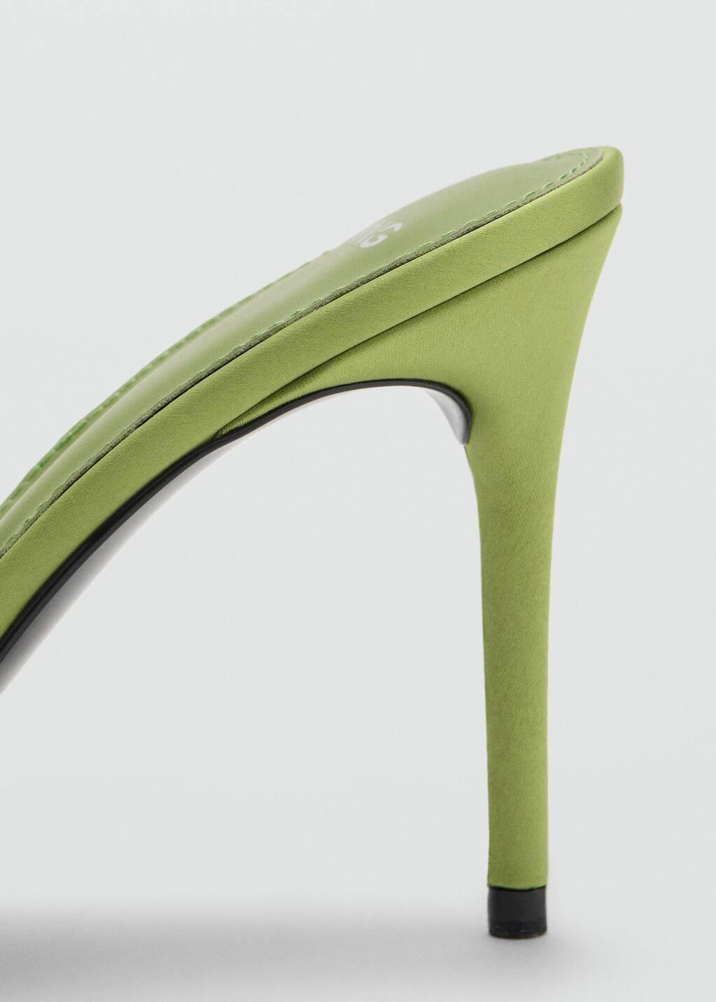 Green Satin-Effect Heeled Sandals, , large image number 1