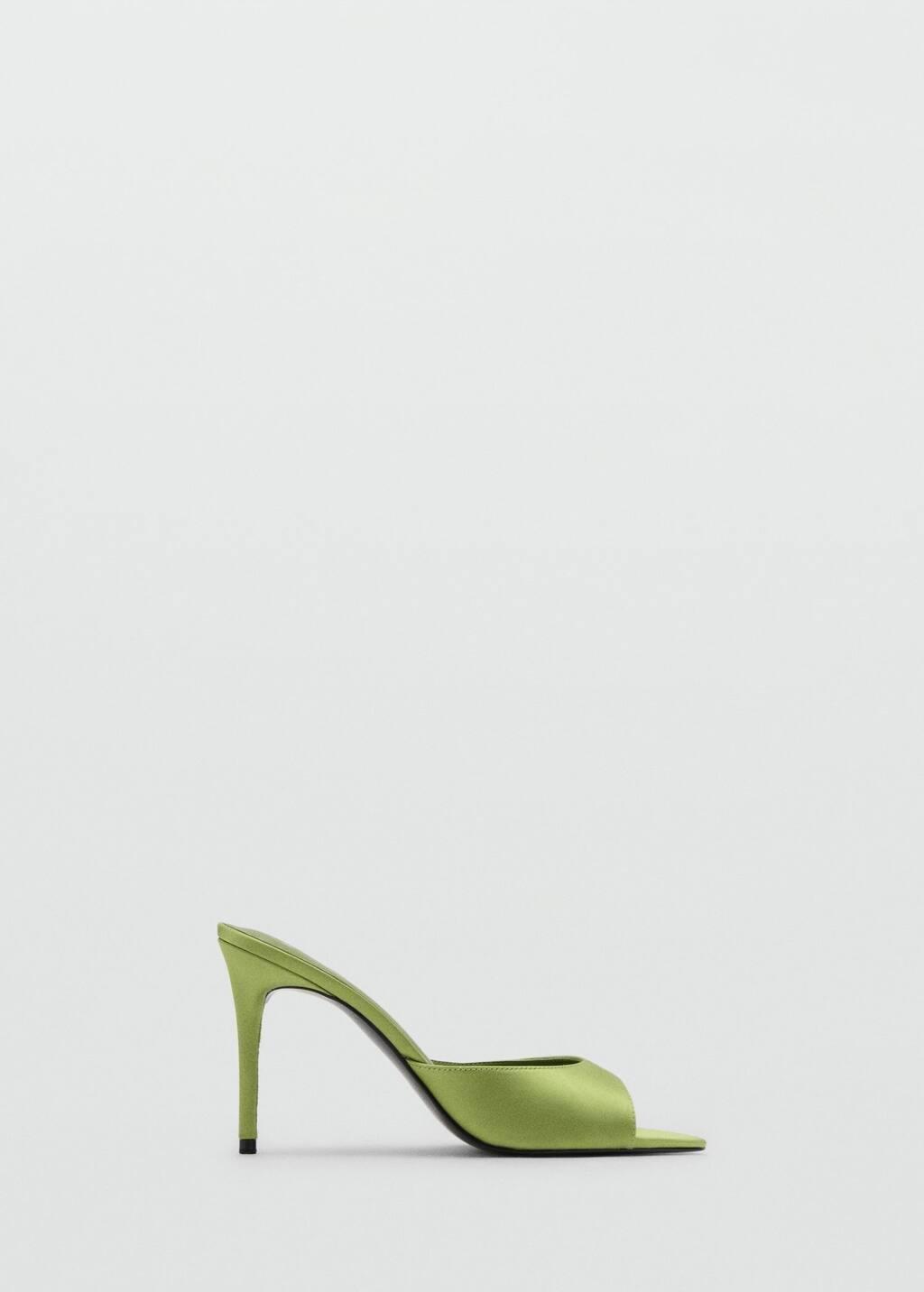 Green Satin-Effect Heeled Sandals, , large image number 3