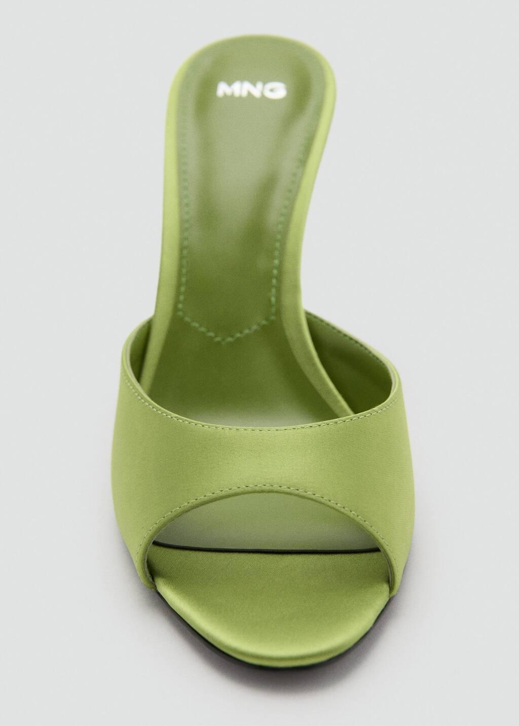 Green Satin-Effect Heeled Sandals, , large image number 4