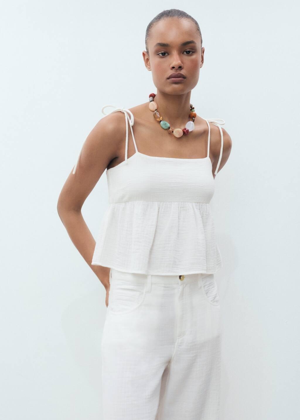White Straight-Fit Cotton Trousers, , large image number 1