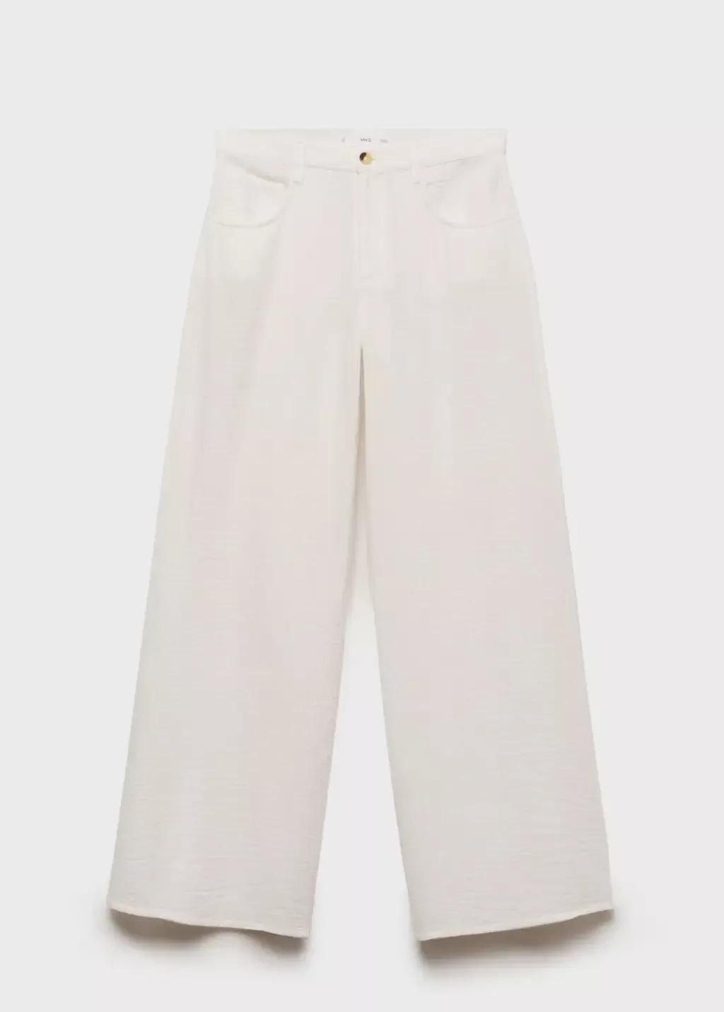White Straight-Fit Cotton Trousers, , large image number 3