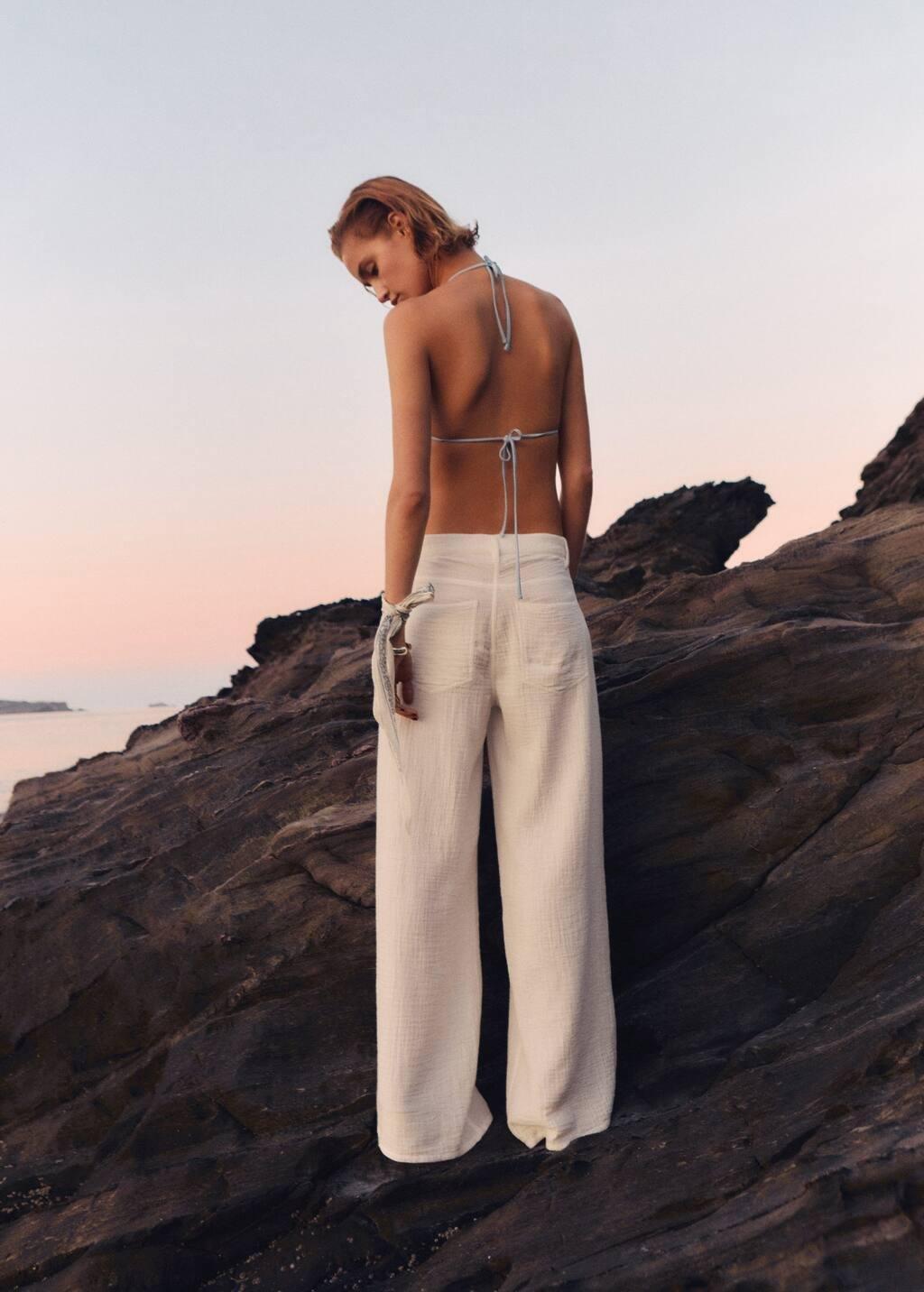 White Straight-Fit Cotton Trousers, , large image number 5