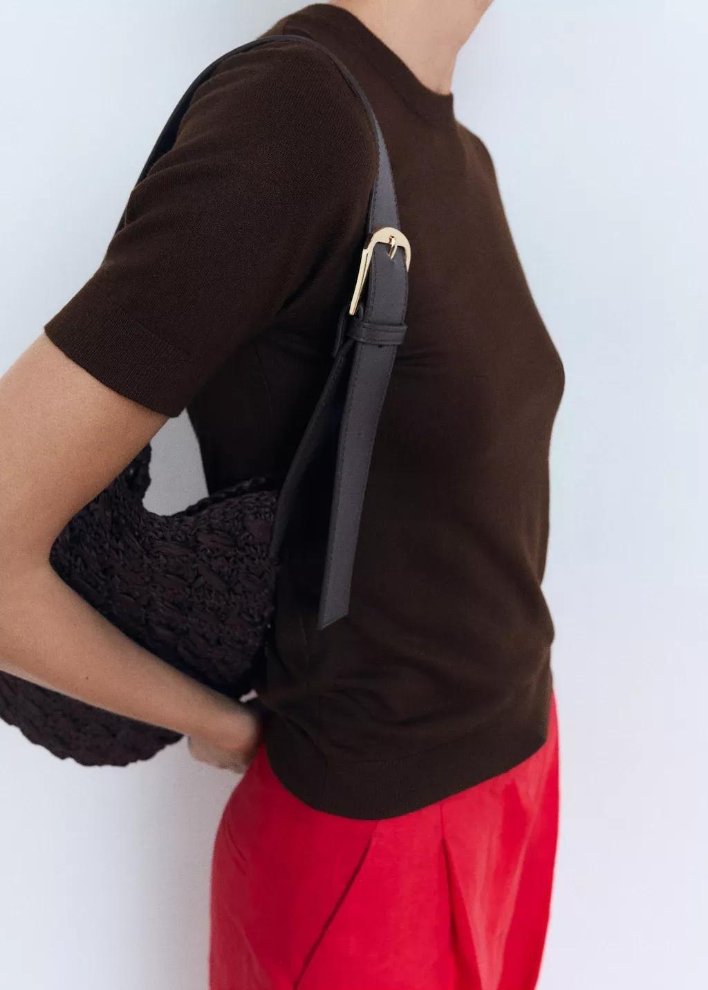 DARK BROWN Short-sleeved fine-knit sweater, Dark Brown, large image number 0