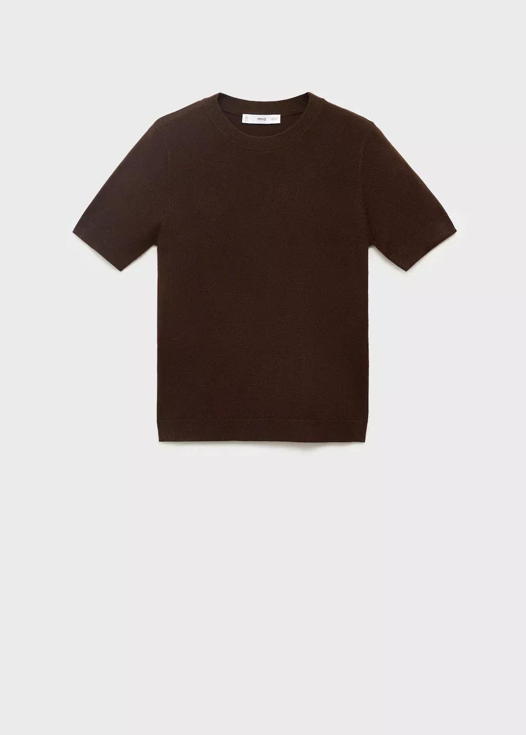 DARK BROWN Short-sleeved fine-knit sweater, Dark Brown, large image number 3