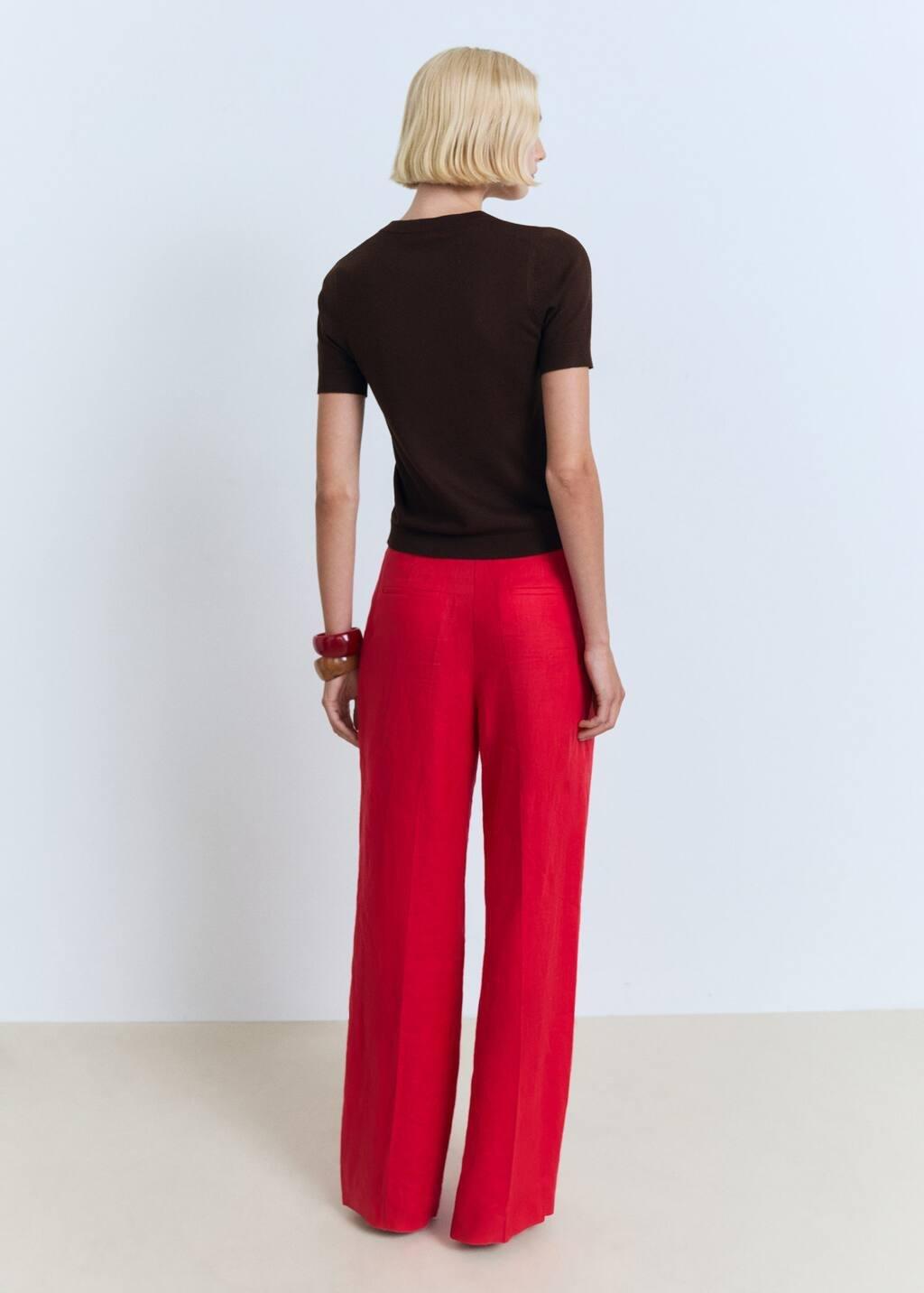 DARK BROWN Short-sleeved fine-knit sweater, Dark Brown, large image number 4