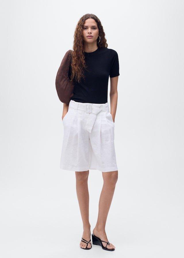 Black Short-Sleeved Fine-Knit Sweater, 0201_99, large image number 2