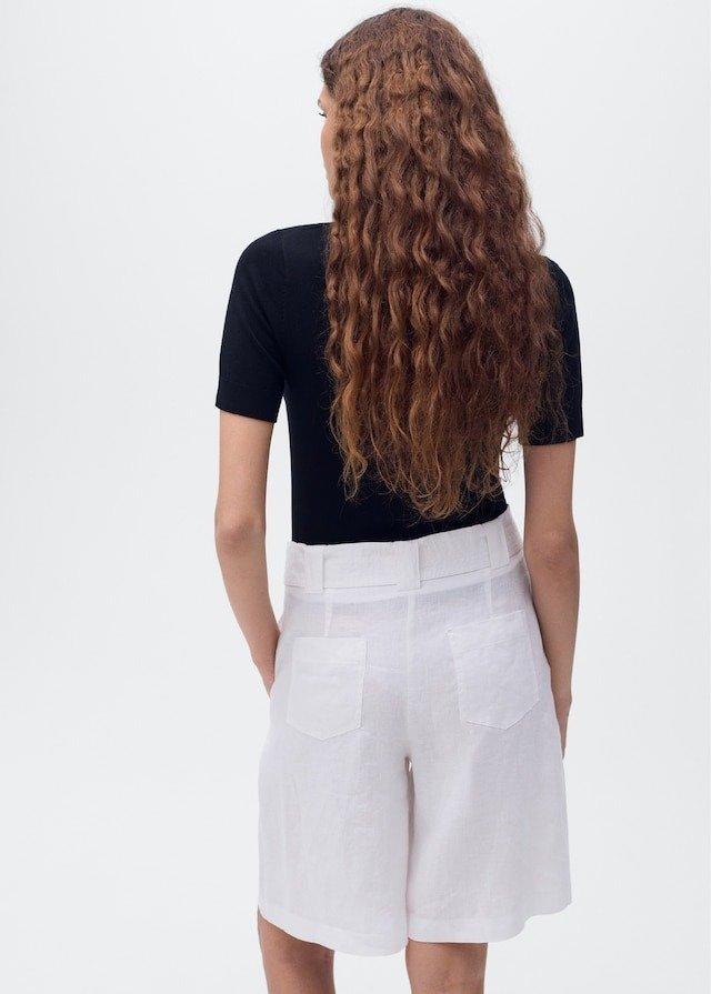 Black Short-Sleeved Fine-Knit Sweater, 0201_99, large image number 4