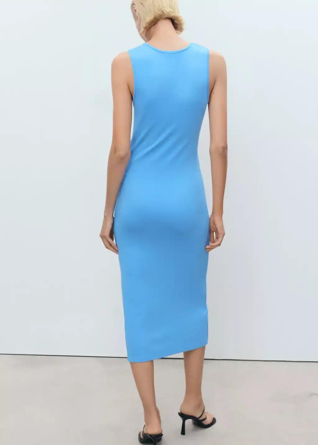 MEDIUM BLUE Fitted midi-dress, 0201_52, large image number 7