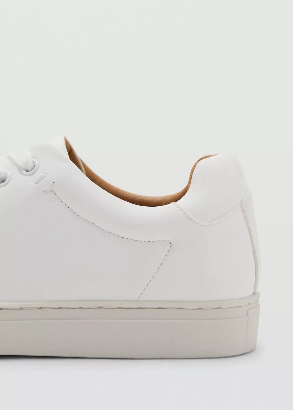 White Lace-Up Panel Sneakers, White, medium