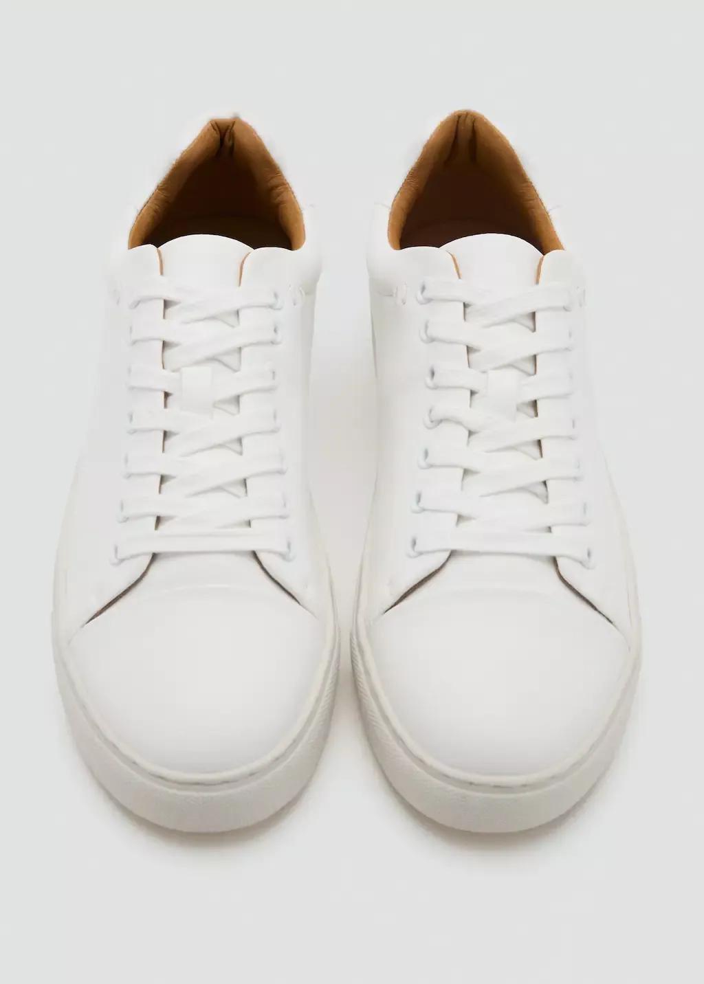 White Lace-Up Panel Sneakers, White, medium