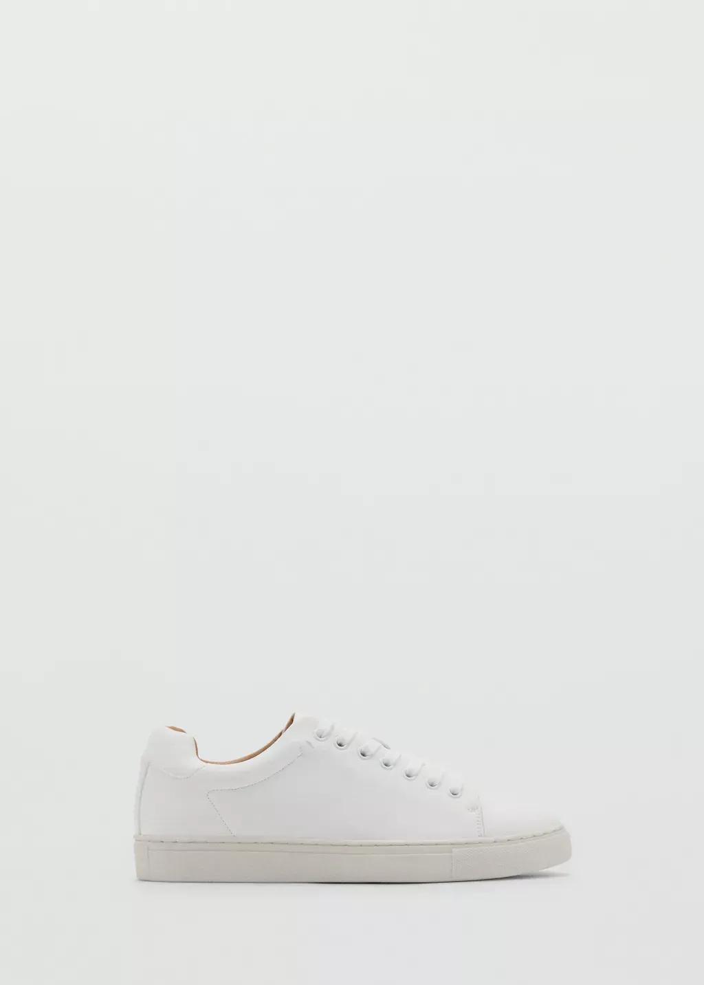 White Lace-Up Panel Sneakers, White, large image number 3