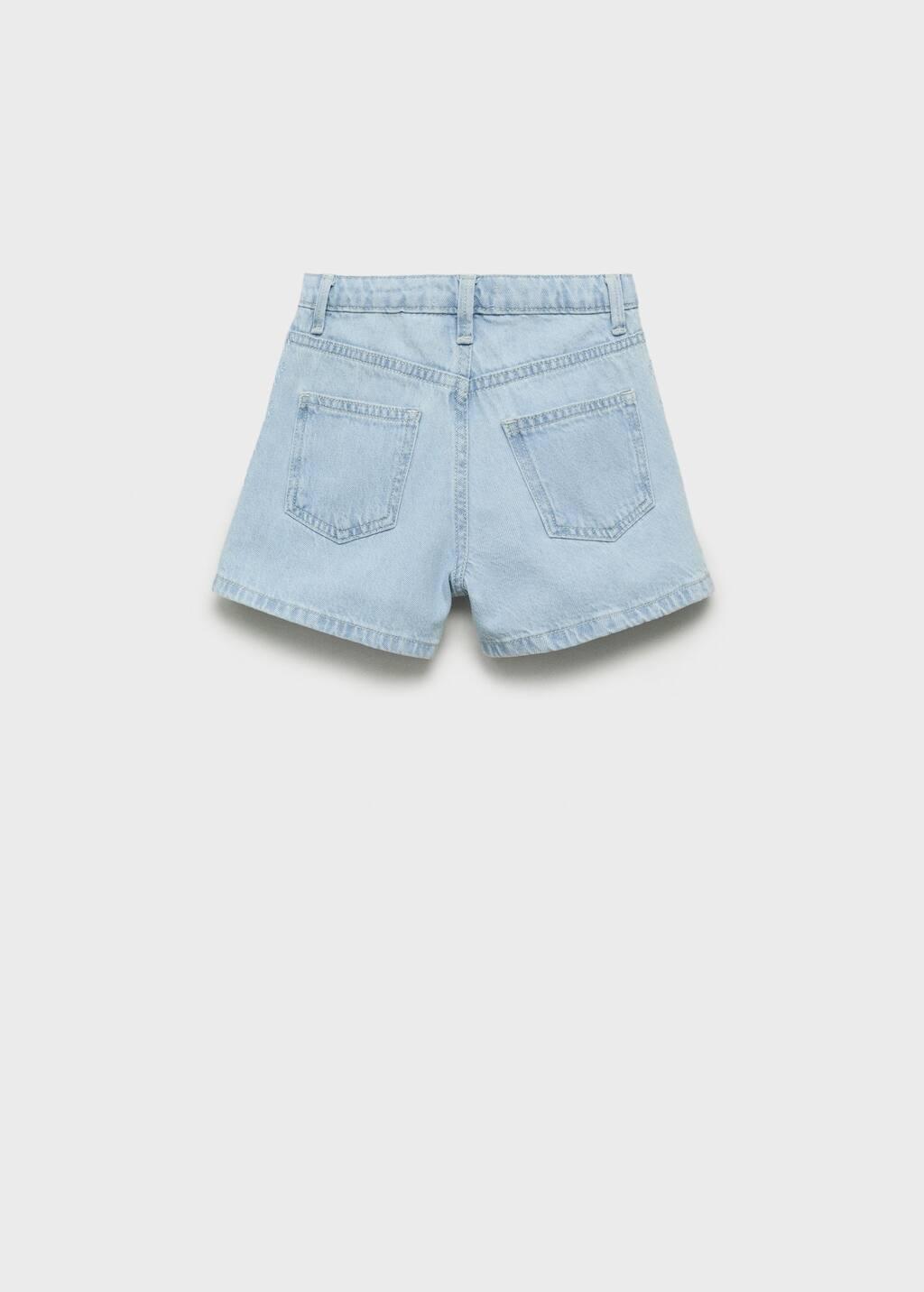 Blue Embroidered Cotton Shorts, , large image number 1