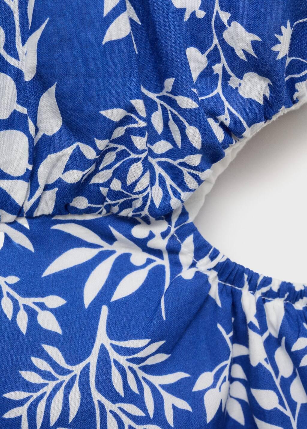Blue Cotton Print Jumpsuit, Kids Girls, , large image number 2
