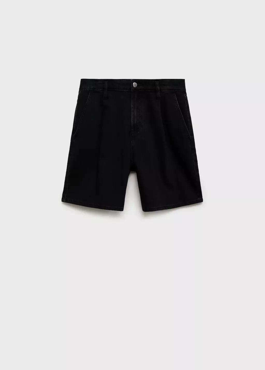 OPEN GREY Mid-rise denim bermuda shorts with pleats, Open Grey, large image number 3
