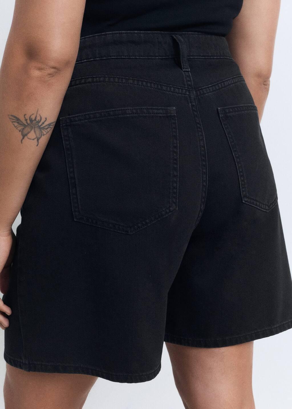 OPEN GREY Mid-rise denim bermuda shorts with pleats, Open Grey, large image number 4