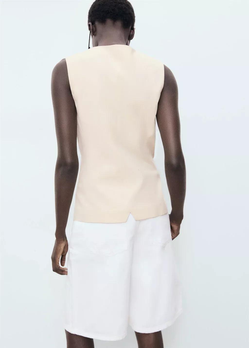 LIGHT BEIGE Suit waistcoat with buttons, , large image number 6