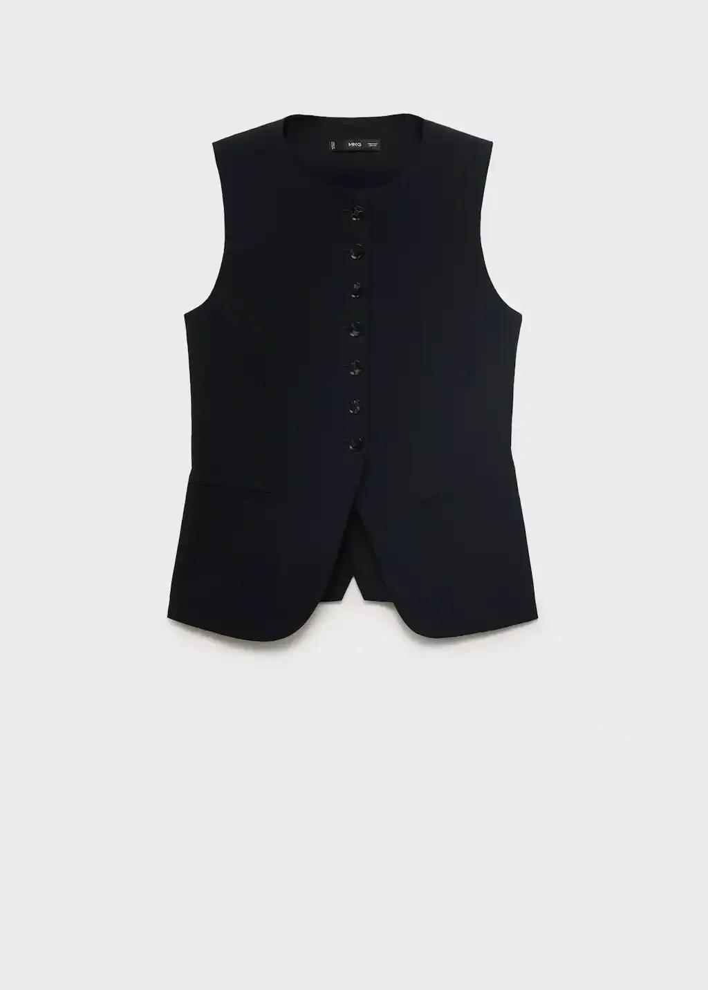 BLACK Suit waistcoat with buttons, , large image number 3