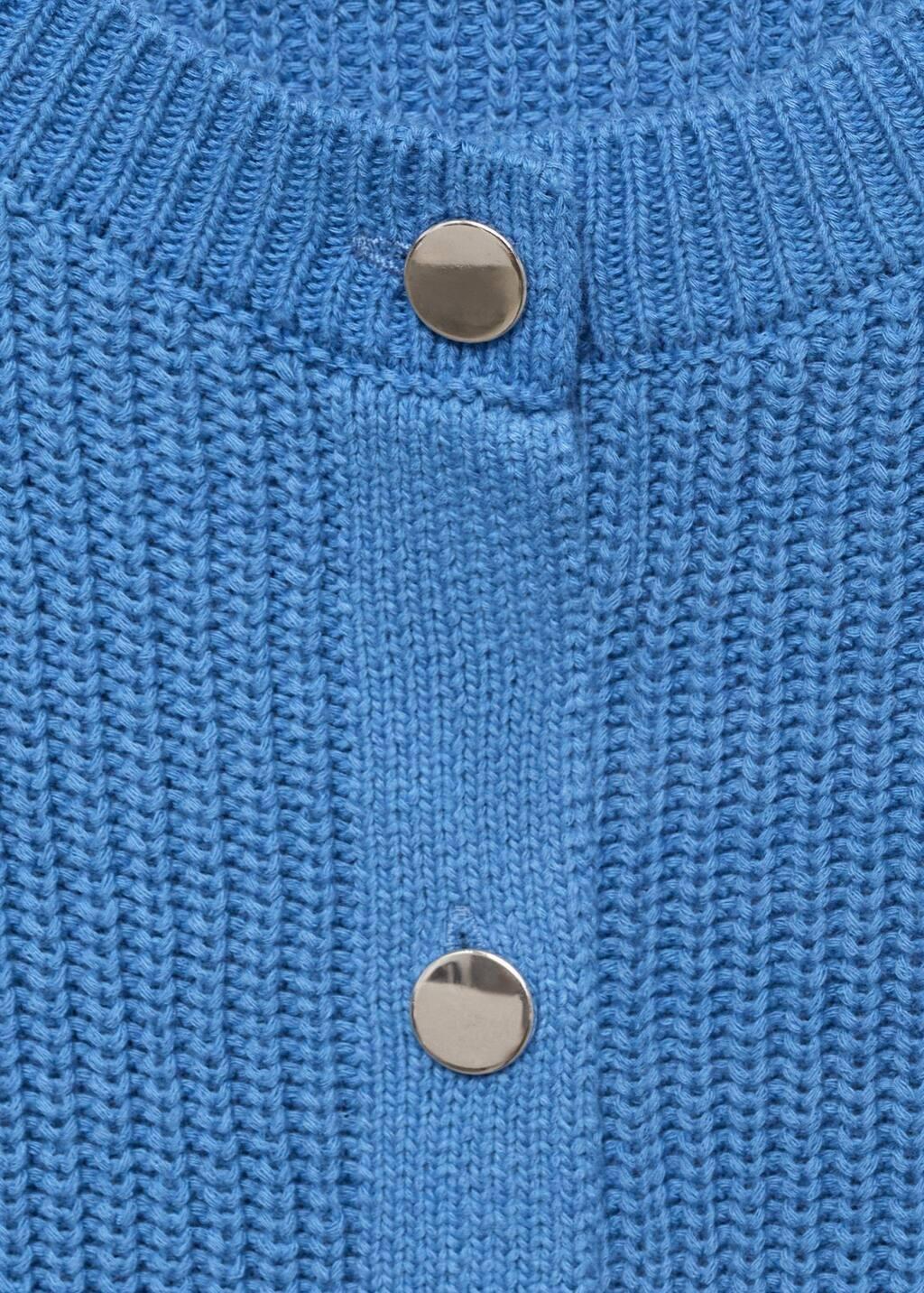 Blue Short-Sleeved Knitted Cardigan, , large image number 2