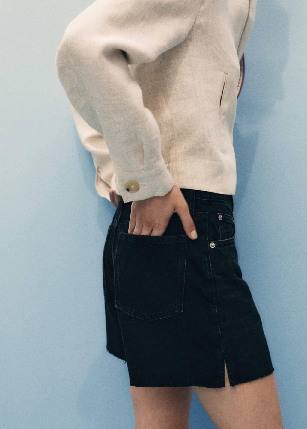 OPEN GREY Denim shorts with frayed hem, , large image number 1