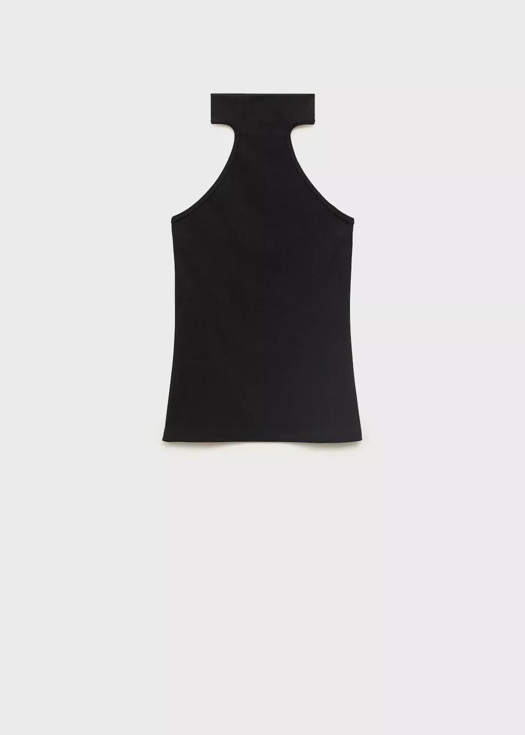 Black Knit Halter Top, , large image number 0