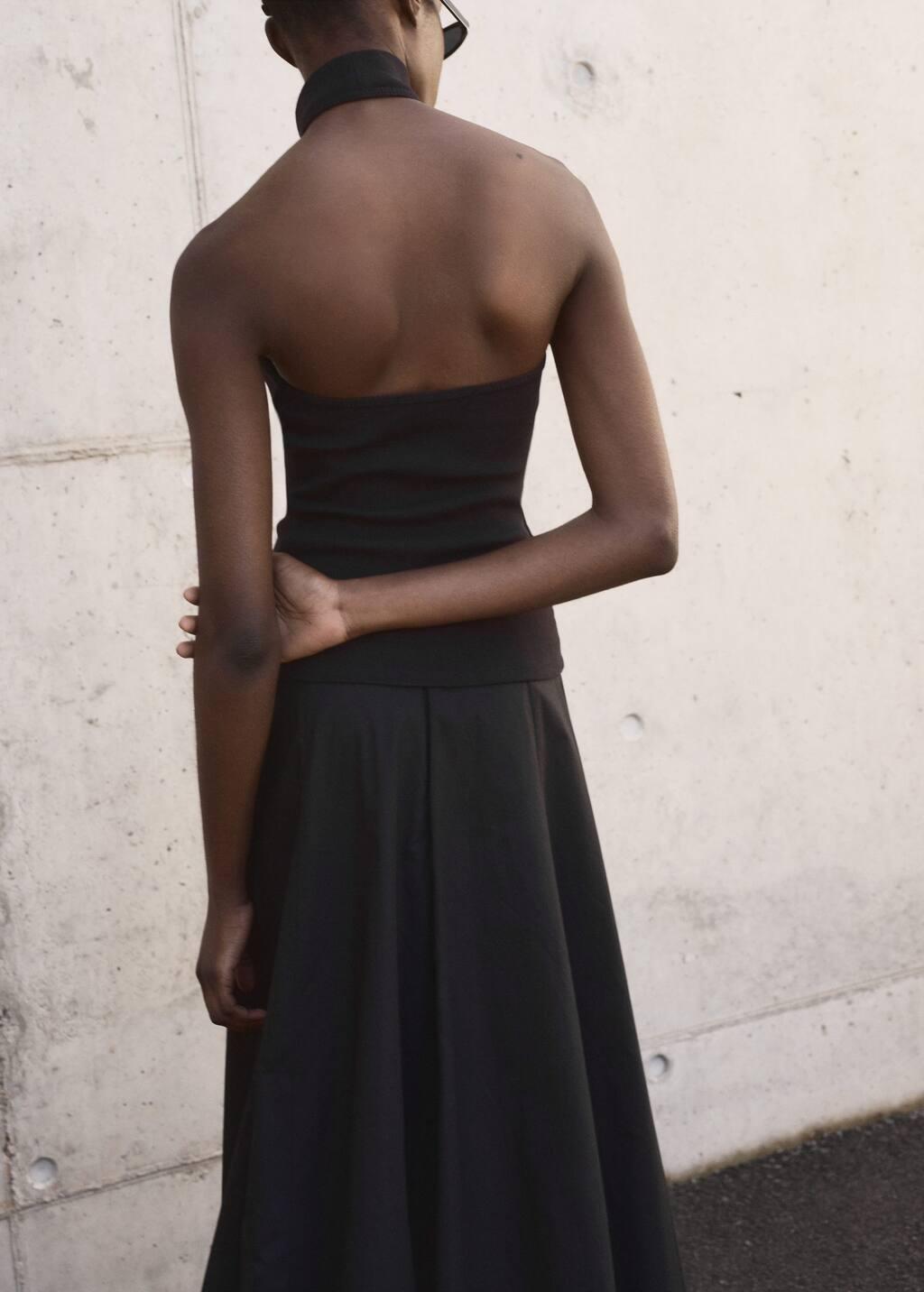 Black Knit Halter Top, Black, large image number 6