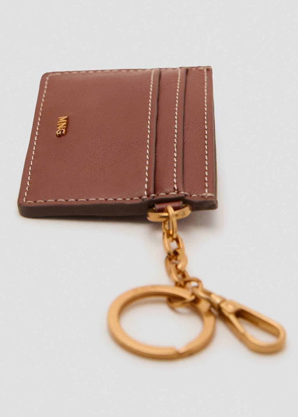 Brown Leather-Effect Card Holder With Studs, 0201_CU, large image number 1