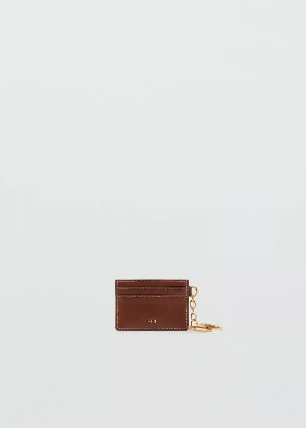 MEDIUM BROWN Studded faux-leather card holder, Medium Brown, large image number 3